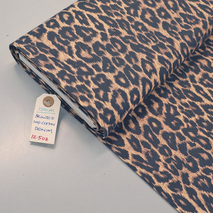 Printed 100% Cotton Deadstock Denim - Leopard Print