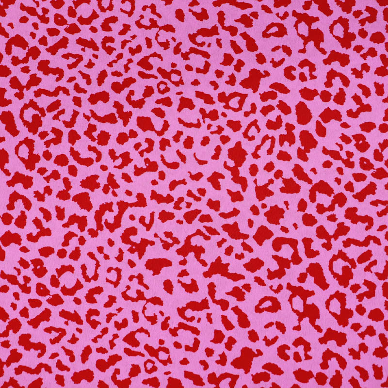 100% Polyester Pink and Red Leopard Print Polyester Fabric