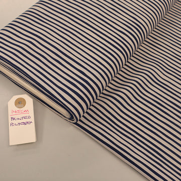 Deadstock Printed Polyester - Putty and Blue - Stripe