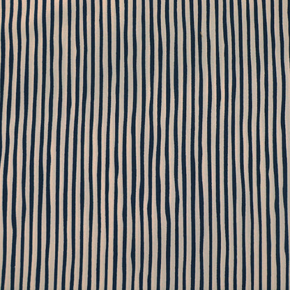 100% Polyester Deadstock Fabric - Blue and cream Stripe