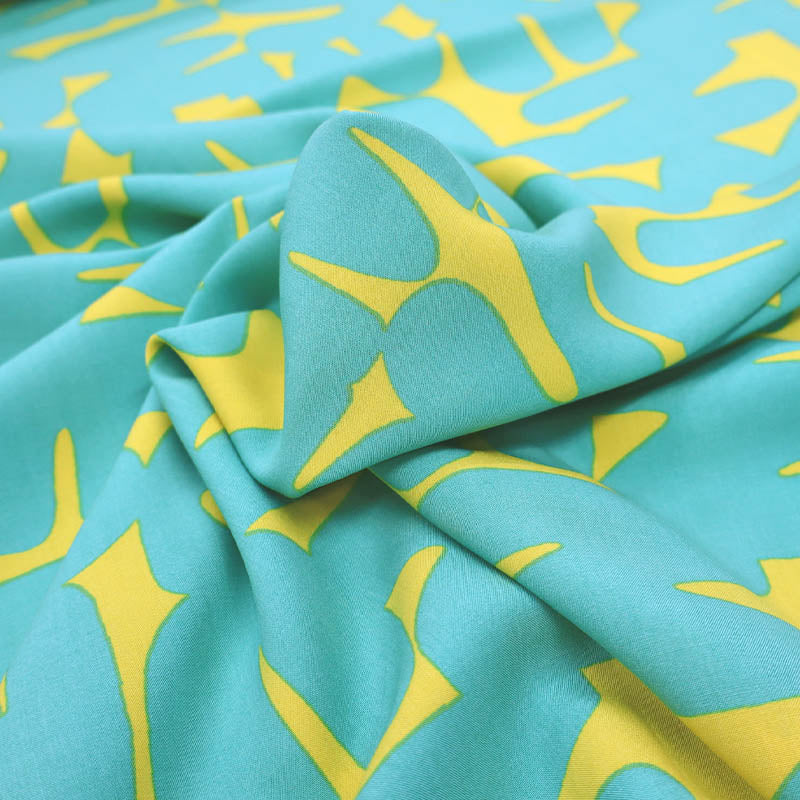 100% Viscose Fabric - Lemon and Mint Letter Print