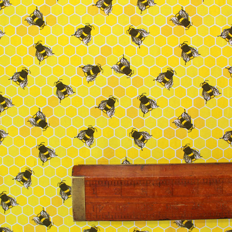Printed Worker Bee Yellow Cotton - Didsbury