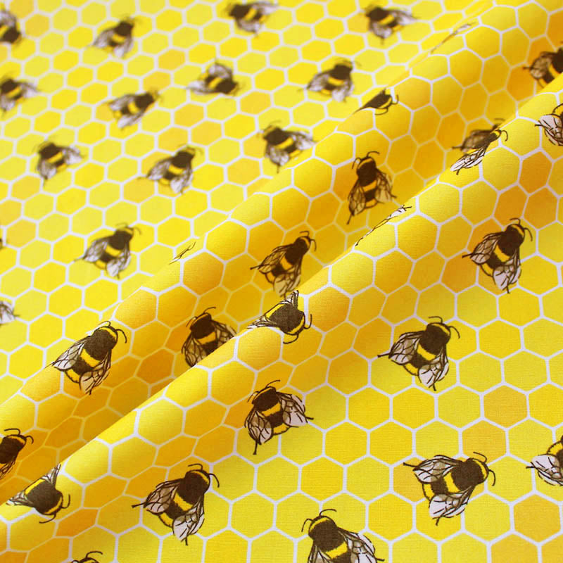Printed Worker Bee Yellow Cotton - Didsbury