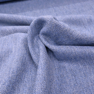 100% Pure New Wool Cornflower Blue and Grey Wool Dressmaking Fabric