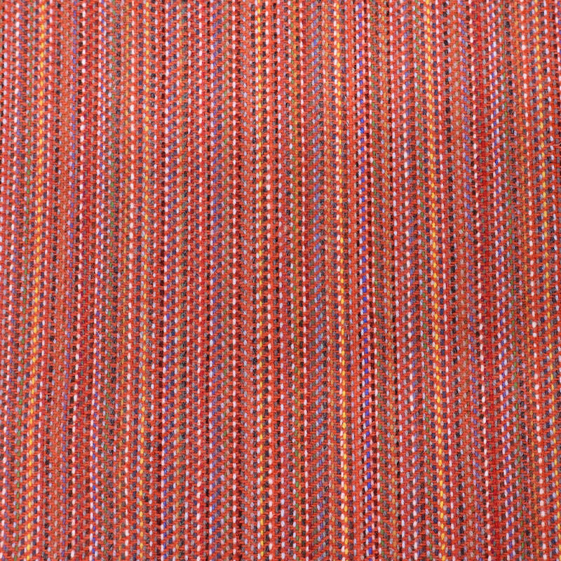 100% Pure New Wool Wool Fabric - Orange and Multicoloured woven Lines