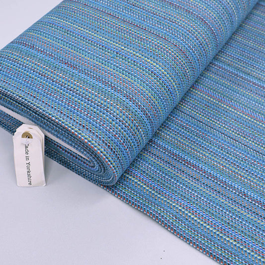 100% Pure New Wool Turquoise Blue Wool Fabric - Woven Lines