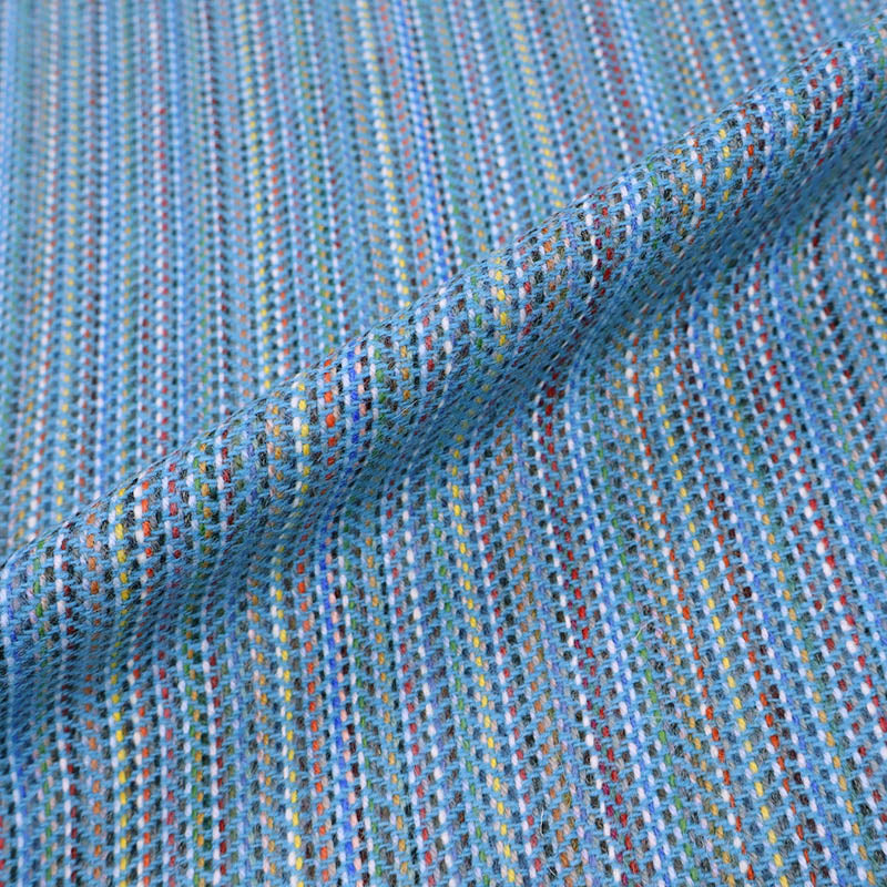 100% Pure New Wool Turquoise Blue Wool Fabric - Woven Lines