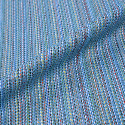 100% Pure New Wool Turquoise Blue Wool Fabric - Woven Lines