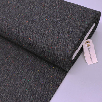 100% Pure New Wool Charcoal Grey Wool Herringbone Fabric