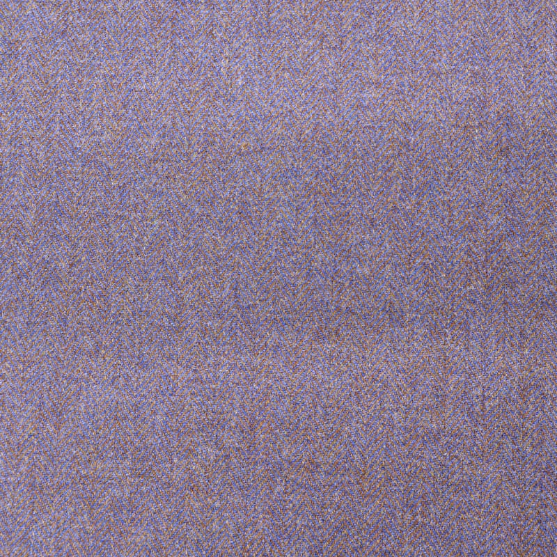 100% Pure New Wool Herringbone Fabric - Blue and Brown Melange
