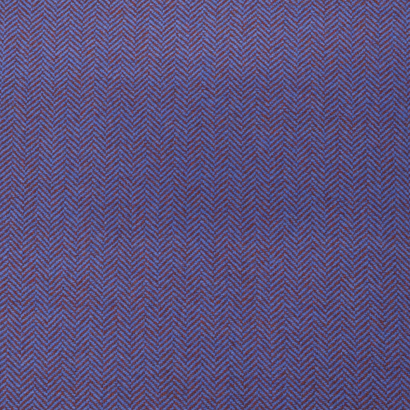 100% Pure New Wool Herringbone Fabric - Cobalt Blue and Brown