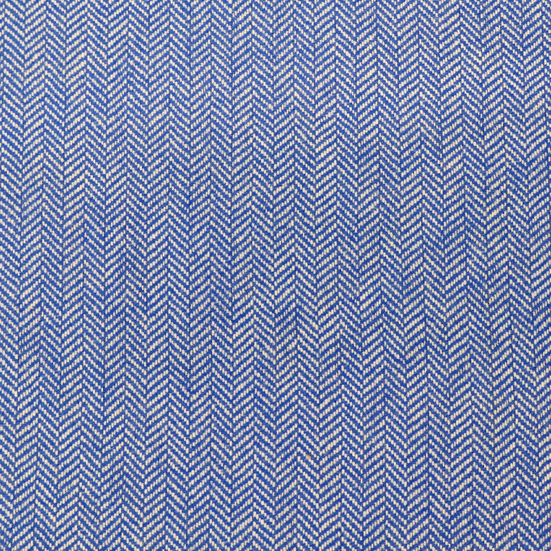 100% Pure New Wool Herringbone Fabric - Pale  Blue and White