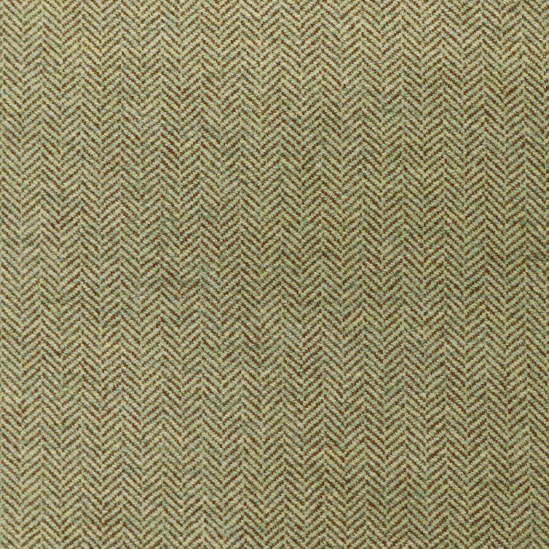 100% Pure New Wool Herringbone Fabric - Moss Green and Brown