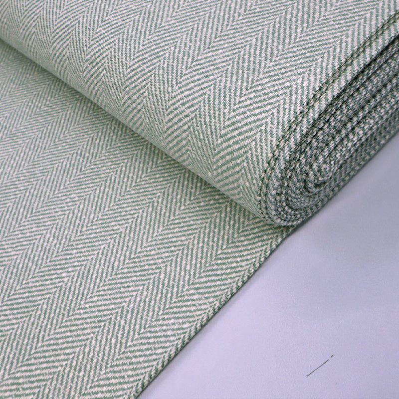 100% Pure New Wool Mint Green Wool Herringbone Fabric for Dressmaking
