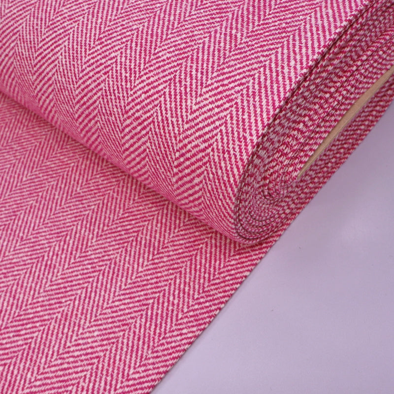 100% Pure New Wool Pink Wool Herringbone Fabric