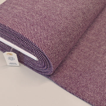 100% Pure New WoolHerringbone Fabric - Purple and White