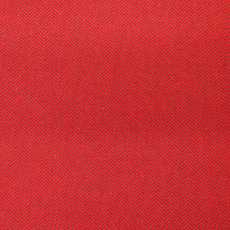 100% Pure New Wool Herringbone Fabric -  Cherry Red with Brown Herringbone 