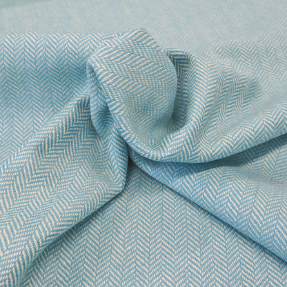 Pure Wool - Herringbone - Turquoise and Cream - Langues de Chat