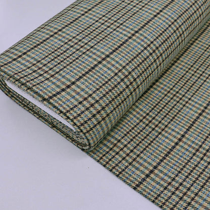 Pure Wool - Houndstooth Check - Green and Blue - Katie Ormerod