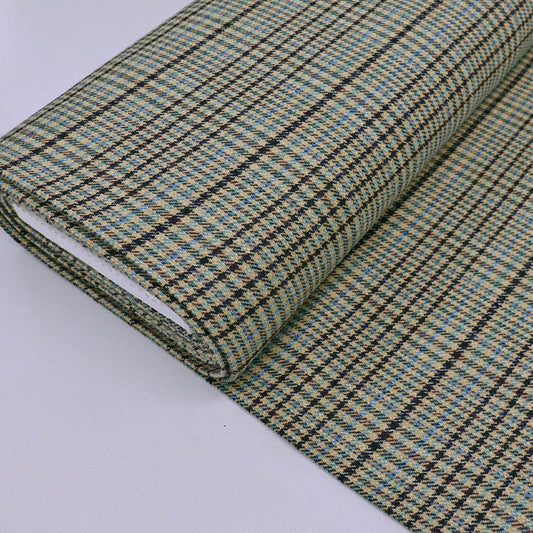 Pure Wool - Houndstooth Check - Green and Blue - Katie Ormerod