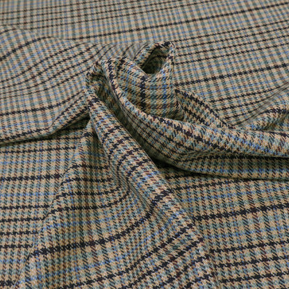 Pure Wool - Houndstooth Check - Green and Blue - Katie Ormerod