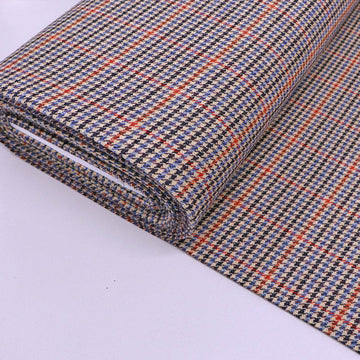 Pure New 100% Wool Check Houndstooth Fabric - Red, Blue, Brown and Black