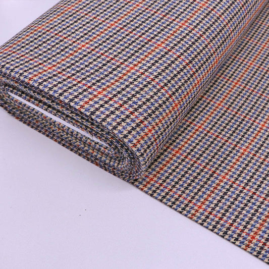 Pure Wool - Houndstooth Check - Red and Blue - Katie Summerhayes