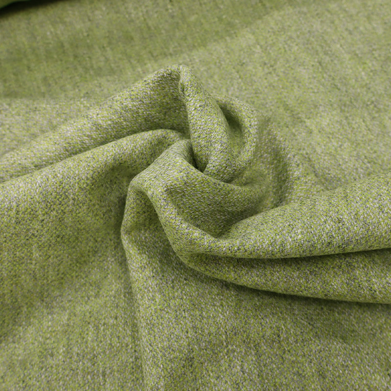 100% Pure New WoolPale Lime Green and Grey Wool Fabric for Dressmaking