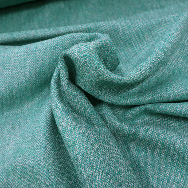 100% Pure New Wool Emerald Green and Grey Flecked Wool Dressmaking Fabric