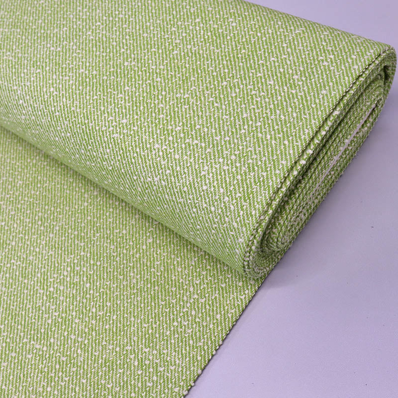 Pure New Wool 100% Wool Twill Weave Fabric - Light Green Bouclé Yarn
