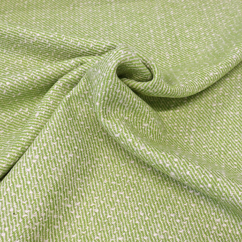 Pure New Wool 100% Wool Twill Weave Fabric - Light Green Bouclé Yarn