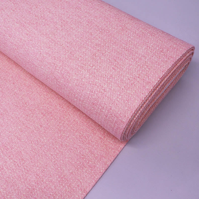 Pure New Wool 100% Wool Twill Weave Fabric - Pale Pink Bouclé Yarn