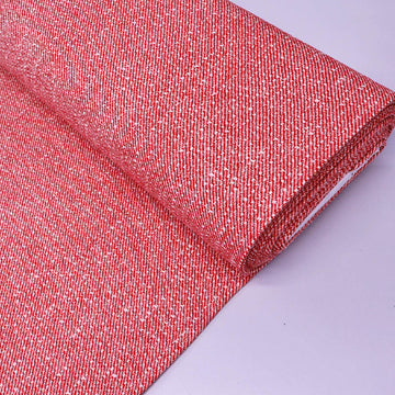 100% Pure New Wool Twill Weave Fabric - Red Boucle Yarn