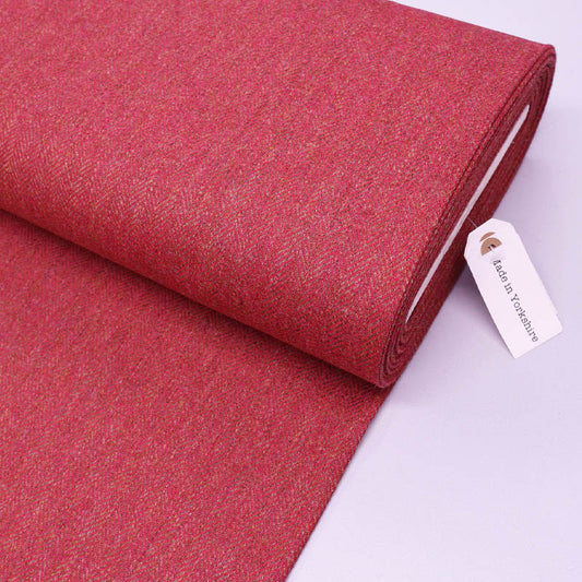 100% Pure New Wool Wool Herringbone Fabric - Dark Pink