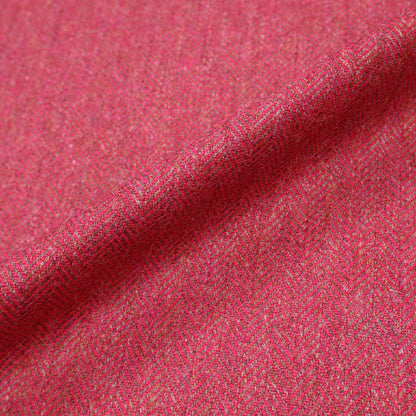 100% Pure New Wool Wool Herringbone Fabric - Dark Pink