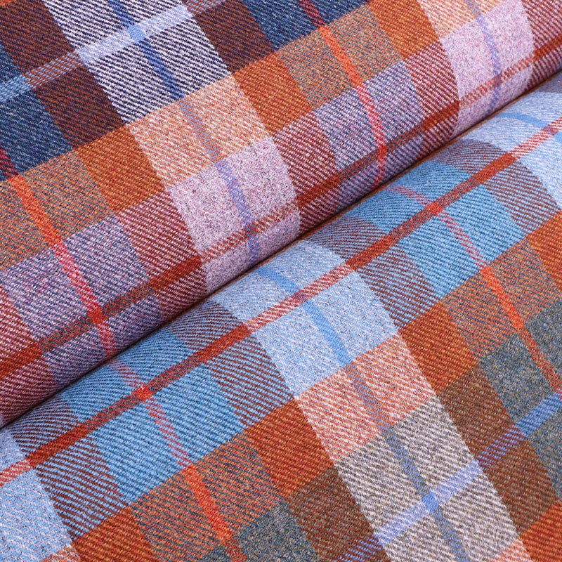 Pure Wool - Check - Blue, Orange and Brown - Anne Bronte