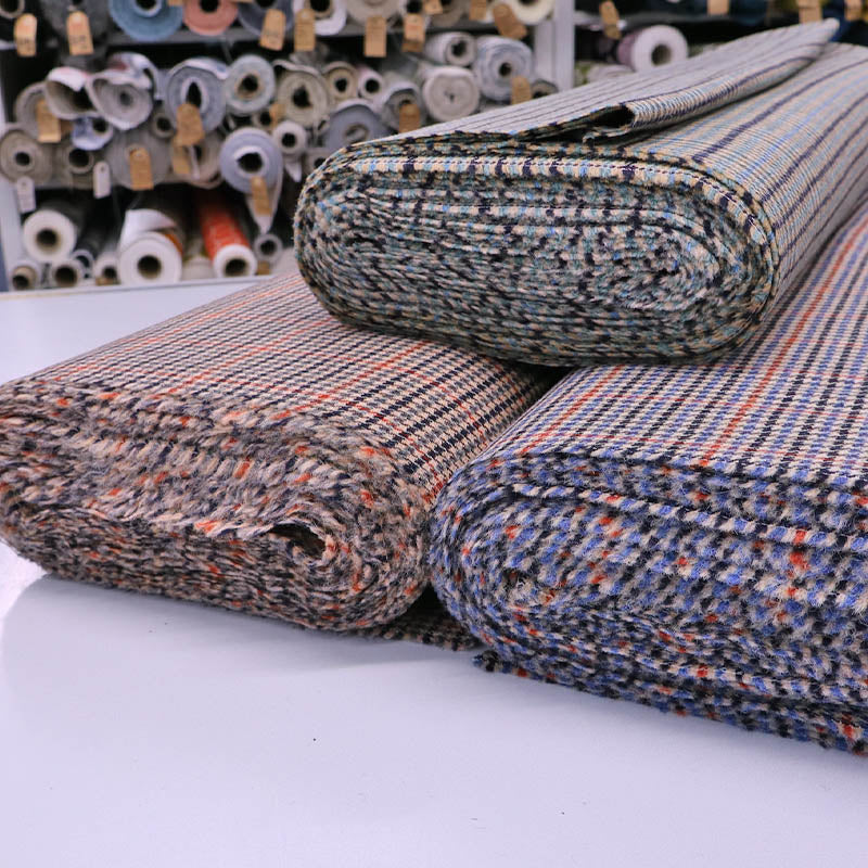 Pure Wool - Houndstooth Check - Green and Blue - Katie Ormerod