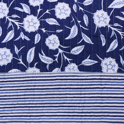 100% Cotton, including 100% Cotton Wadding Quilted Cotton Fabric - Navy and White Floral