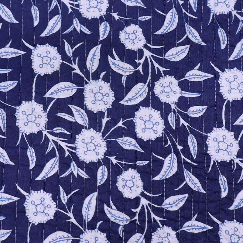 100% Cotton, including 100% Cotton Wadding Quilted Cotton Fabric - Navy and White Floral