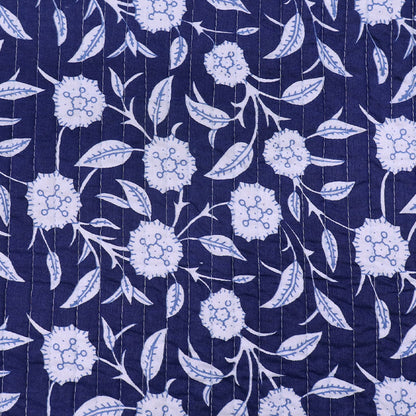 100% Cotton, including 100% Cotton Wadding Quilted Cotton Fabric - Navy and White Floral