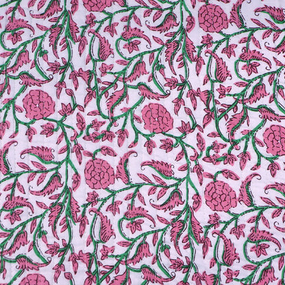 100% Cotton, including 100% Cotton Wadding Quilted Cotton Fabric - Pink Floral  and Stripe on reverse