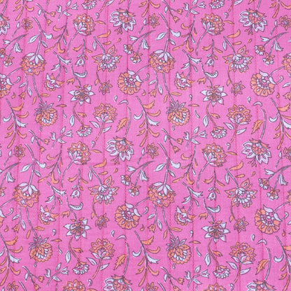 75% Cotton 25% Polyester Pink Floral Quilted Double Gauze Fabric