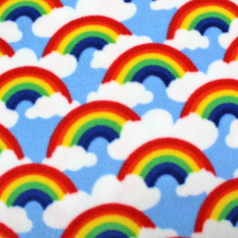 100% Polyester   Pale Blue Rainbow Fleece Fabric