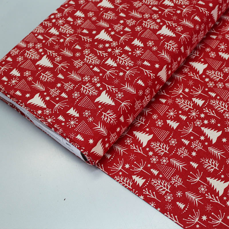 100% Cotton  Red Scandi Christmas Fabric
