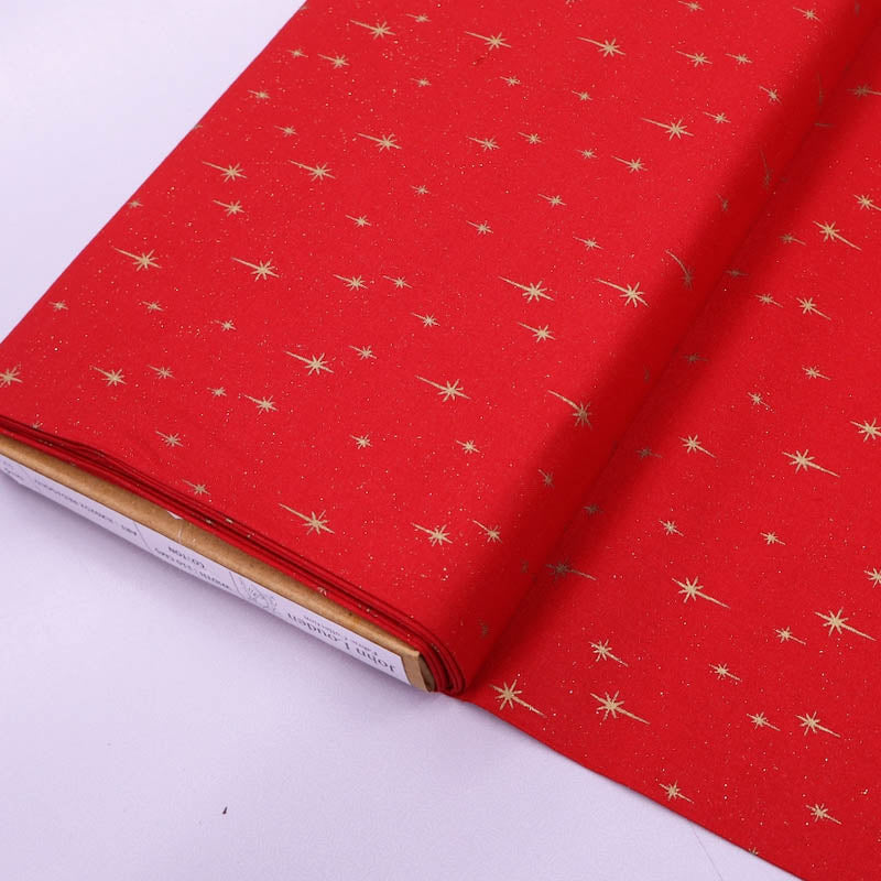100% Cotton Red Gold Star Print Christmas Fabric