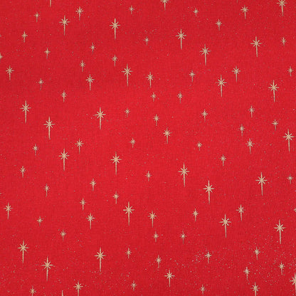 100% Cotton Red Gold Star Print Christmas Fabric