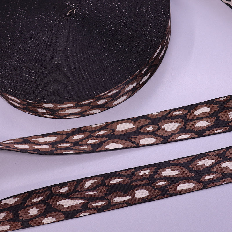 100% Polyester Brown Leopard Print Webbing