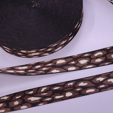 100% Polyester Brown Leopard Print Webbing