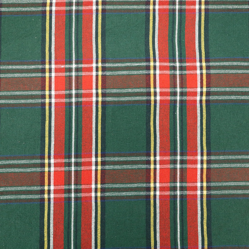 Rustic Woven Cotton - Green Tartan