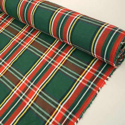 Rustic Woven Cotton - Green Tartan